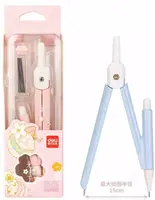  Металло/пластиковый циркуль (грифели) Deli Козья ножка  15 см  карандаш   уп. пенал (Арт. - 72166) Ассортимент - 