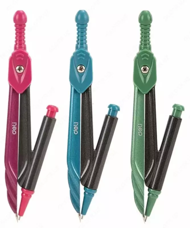 Металло/пластиковый циркуль (грифели) Deli Orbit   31 см  мех. карандаш   уп. блистер (Арт. - 20302-EG) Ассортимент