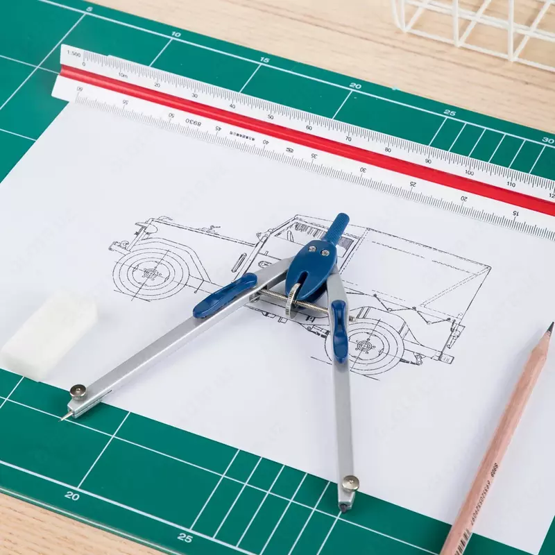  Металло/пластиковый циркуль (грифели) Deli Accuro  32 см  уп. блистер (Арт. - 30994-EG) Синий/серебристый Только в розницу