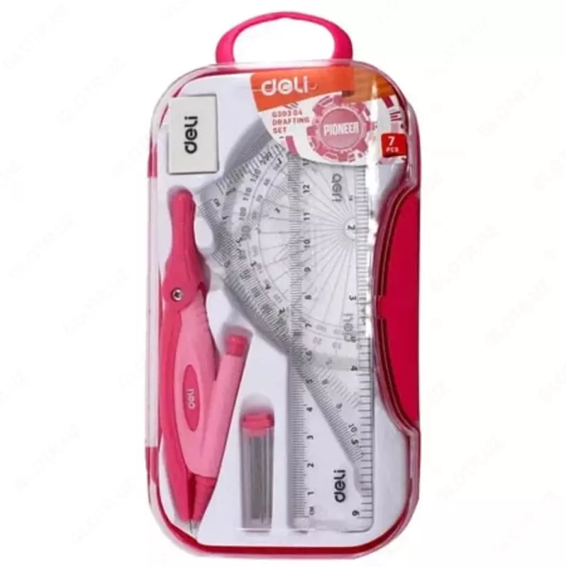   Металло/пластиковый циркуль Deli Pioneer  28 см  карандаш  уп. пенал (Арт. - 30304-EG) Комплект