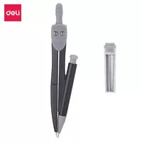 Металло/пластиковый циркуль (грифели) Deli 30 см  мех. карандаш   уп. блистер (Арт. - 20904-EG) Черный/серый