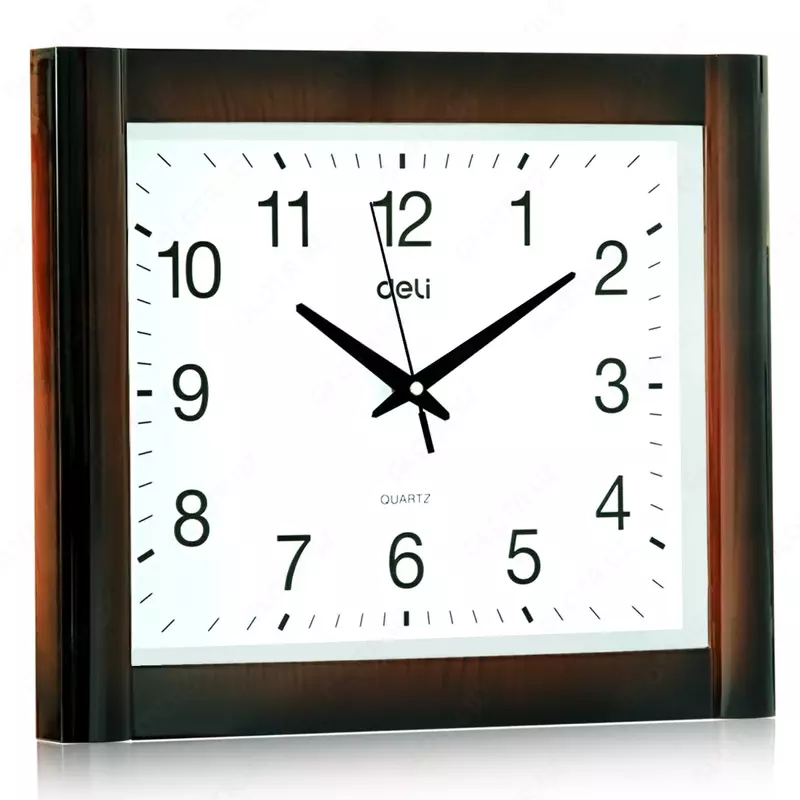  Кварцевые настенные часы (прямоугольные) Deli 40 x 35 см (Арт. - 9008) Коричневые - 