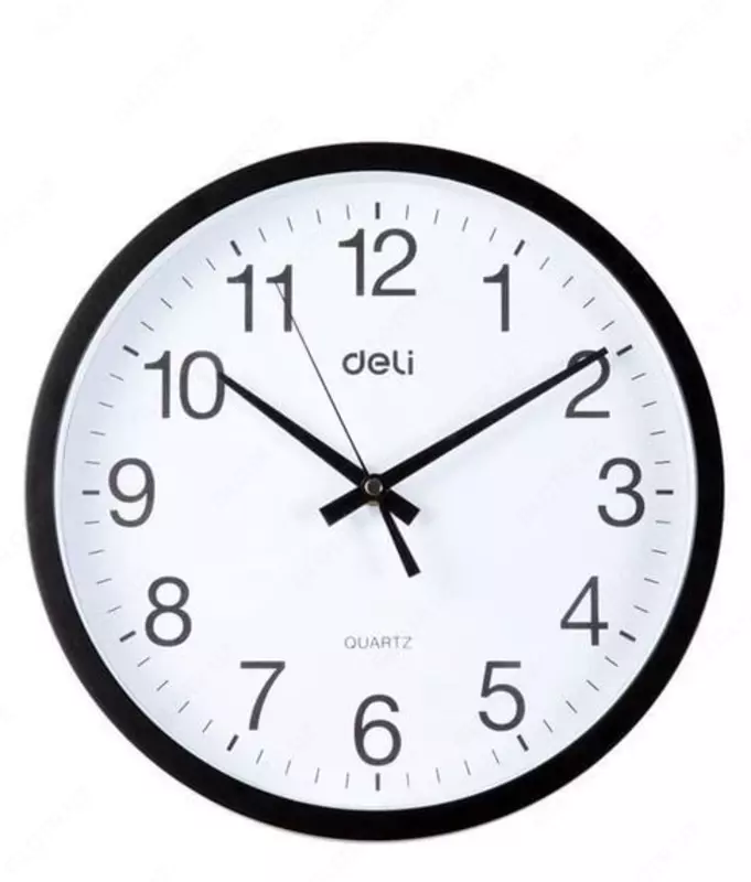 Kvars devor soati (dumaloq) Deli D 30 sm (Art. - 9005-bk) Qora