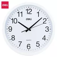 Kvars devor soati (dumaloq) Deli D 37 sm (Art. - 9006-wt) Oq