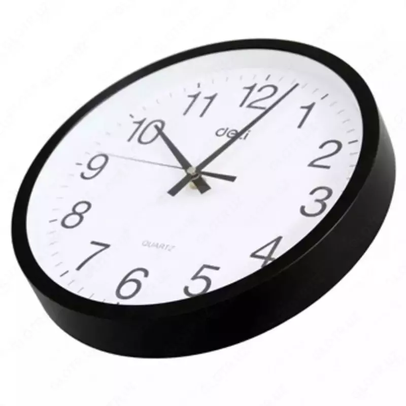  Kvars devor soati (dumaloq) Deli D 37 sm (Art. - 9006-bk) Qora - 