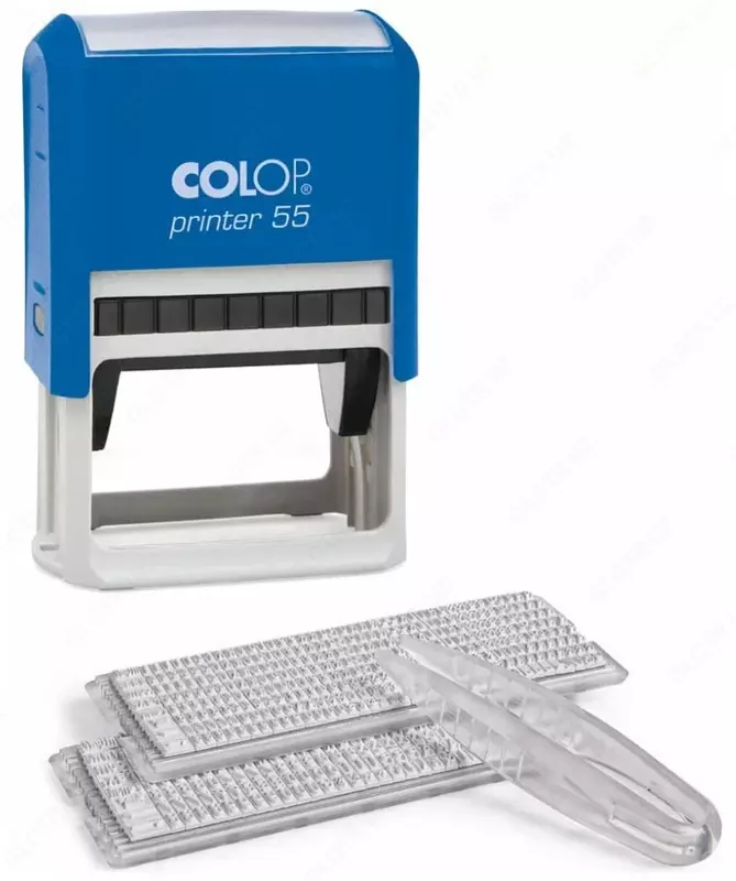 Самонаборный штамп с персонализацией Colop Printer 55 Set 19A+B  60х40 мм  8/10 стр.  блистер (Арт. - 101871) Синий
