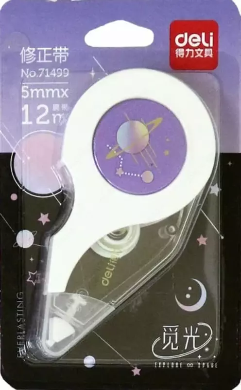   Tuzatish lentasi Deli 5 mm x 12 m  paket. blister (modda - 71499) Col. turli xil