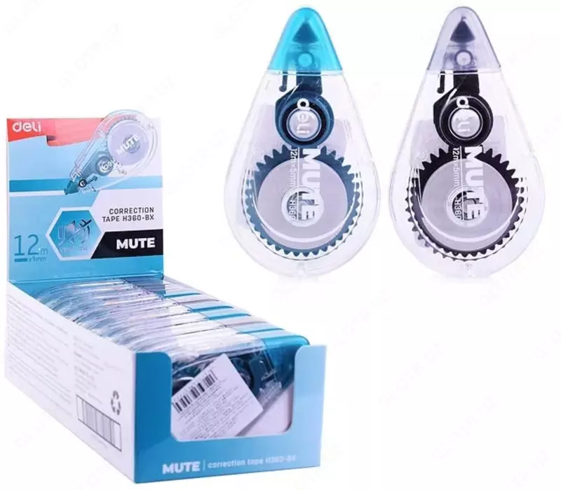 Tuzatish lentasi Deli Mute  5 mm x 12 m  paket. kor. (modda - 360-BX-EH) Pol. turli xil