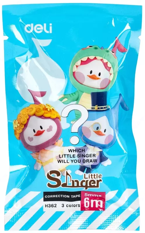  Корректирующая лента Deli Little Singer  5 мм х 6 м  уп. карт. кор (Арт. - 362-H) Ассортимент Только в розницу