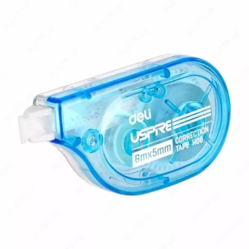 Tuzatish lentasi Deli Uspire  5 mm x 6 m  paket. displey (Art. № - 08-BX-H) Moviy/shaffof