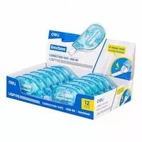   Tuzatish lentasi Deli Uspire  5 mm x 6 m  paket. displey (Art. № - 08-BX-H) Moviy/shaffof