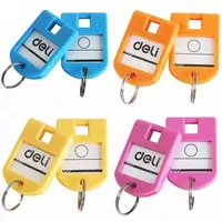 Брелок для ключей (пластик) Deli кольцо - крепление  ярлык  уп. пласт. туба (Арт. - 9330-1) Цв. ассорти
