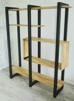 Стеллаж полка деревянный в стиле Лофт на металлическом каркасе (КОД 003)