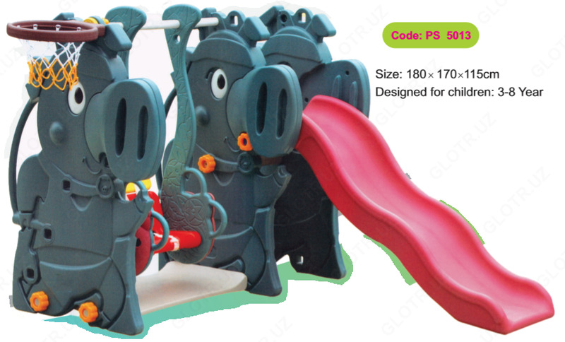 Детская горка и качели поросенок PS 5013