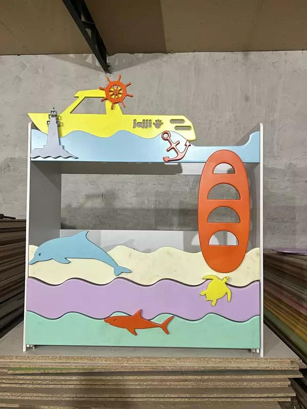 Детская дизайнерская кровать (4 яруса). Модель № 5 "АКВАРИУМ"