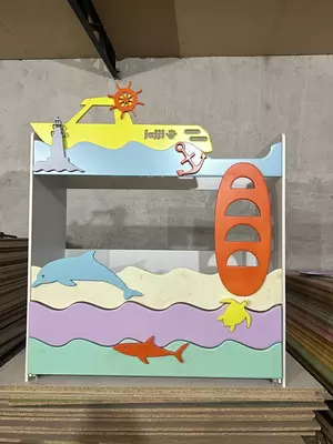 Детская дизайнерская кровать (4 яруса). Модель № 5 "АКВАРИУМ"