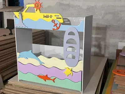 Детская дизайнерская кровать (4 яруса). Модель № 5 "АКВАРИУМ" - 1 900 000 сум / упак