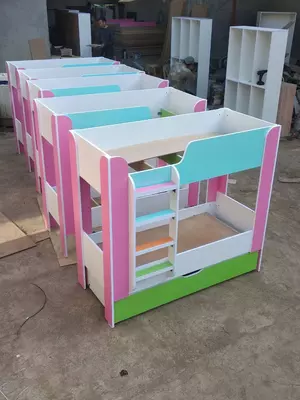 Детская дизайнерская кровать (3 яруса). Модель № 8 "Цветное ассорти" - 1 400 000 сум / упак