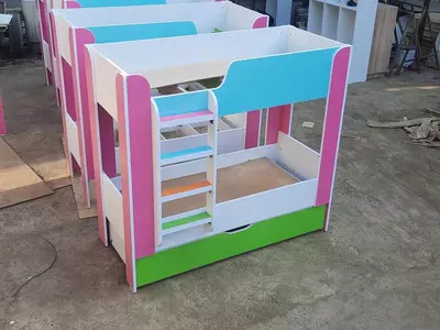 1 400 000 сум / упак Детская дизайнерская кровать (3 яруса). Модель № 8 "Цветное ассорти"