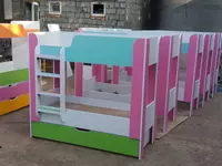 Детская дизайнерская кровать (3 яруса). Модель № 8 "Цветное ассорти" Только в розницу