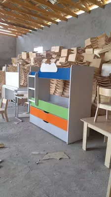 Детская дизайнерская кровать (4 яруса). Модель № 11 "Цветное ассорти" - OOO "HIGH TECH"