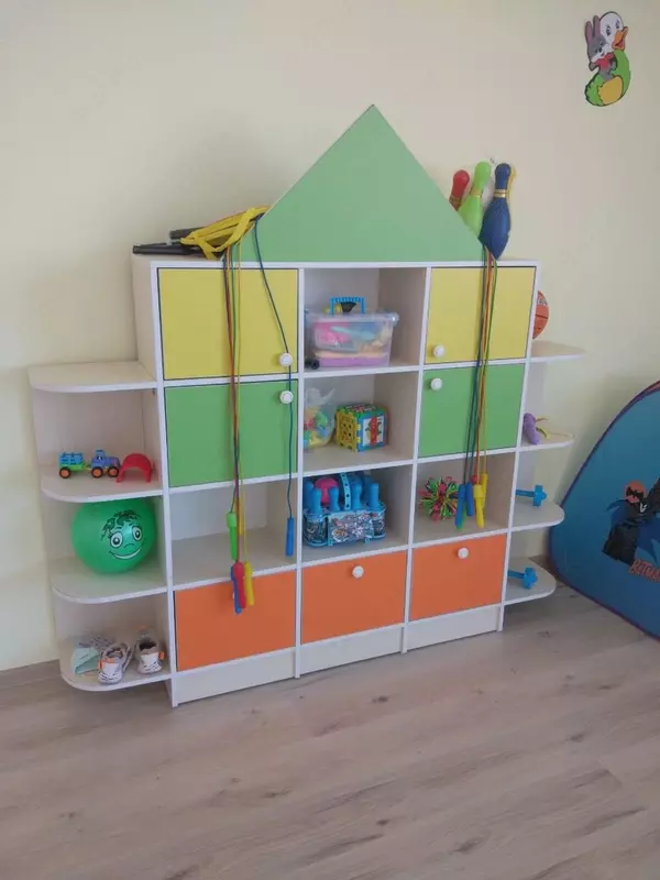 Детский цветной многофункциональный шкаф (20 полок