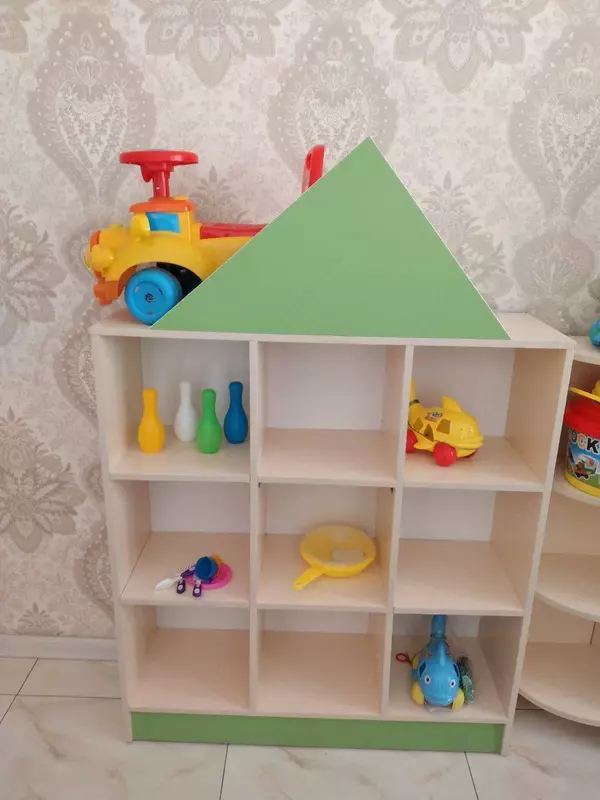 Детский цветной многофункциональный шкаф (14 полок). Модель №25 "Домик кичик"