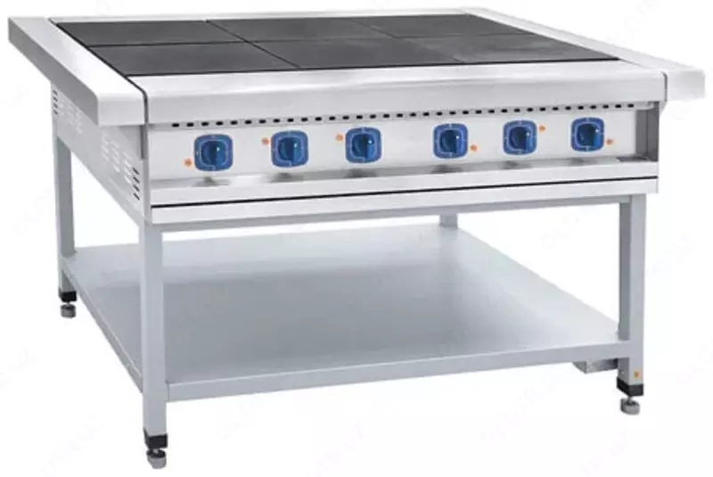 Электричесткая плита (без духовки) Abat ЭП-6П  6 конф  2 ТЭНа  нерж. сталь  1475 х 850 х 860 мм (Россия)