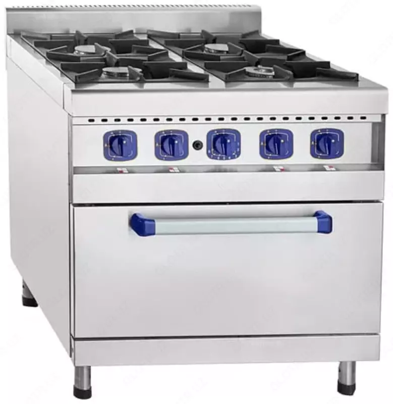 Газовая плита (с духовкой) Abat ПГК-49ЖШ  4 конф  нерж. сталь  800 х 900 х 970 мм (Россия)