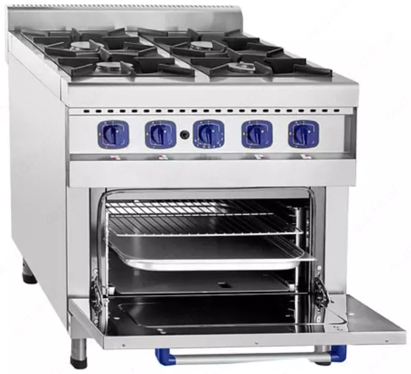  Газовая плита (с духовкой) Abat ПГК-49ЖШ  4 конф  нерж. сталь  800 х 900 х 970 мм (Россия) - 