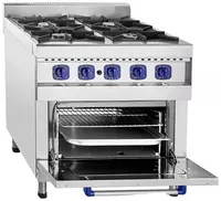  Газовая плита (с духовкой) Abat ПГК-49ЖШ  4 конф  нерж. сталь  800 х 900 х 970 мм (Россия) - 
