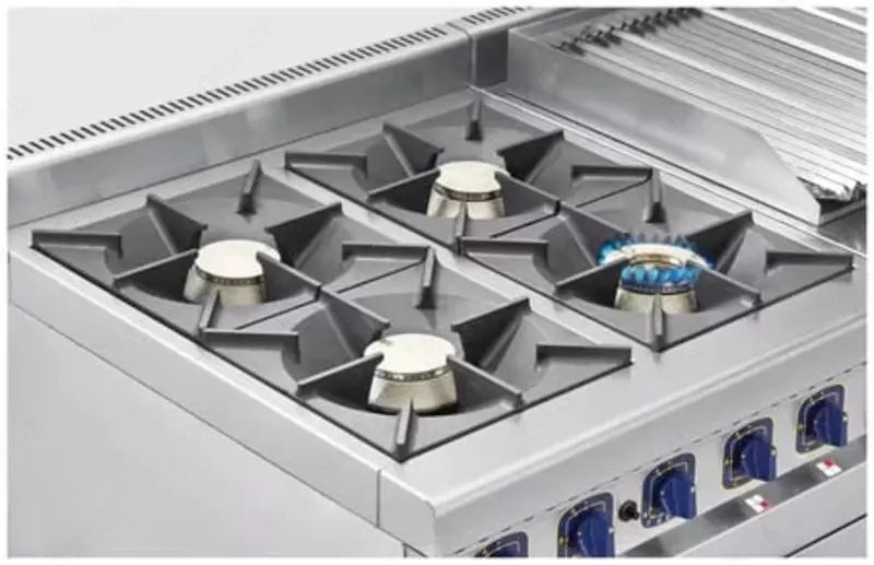   Газовая плита (с духовкой) Abat ПГК-49ЖШ  4 конф  нерж. сталь  800 х 900 х 970 мм (Россия)