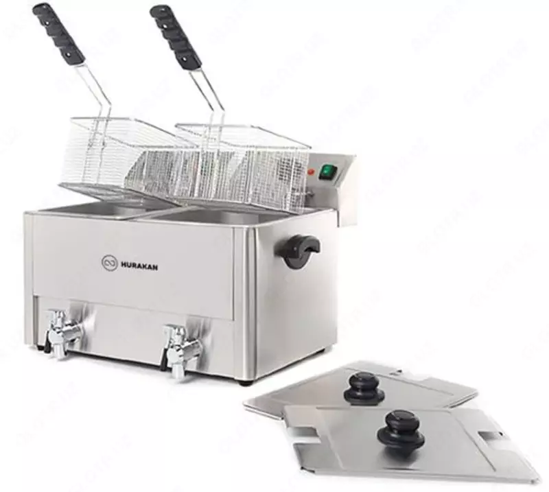 Электрическая фритюрница HURAKAN HKN-FT88N  нерж. сталь  корз. 2 шт  470 x 390 x 390 мм (Китай)