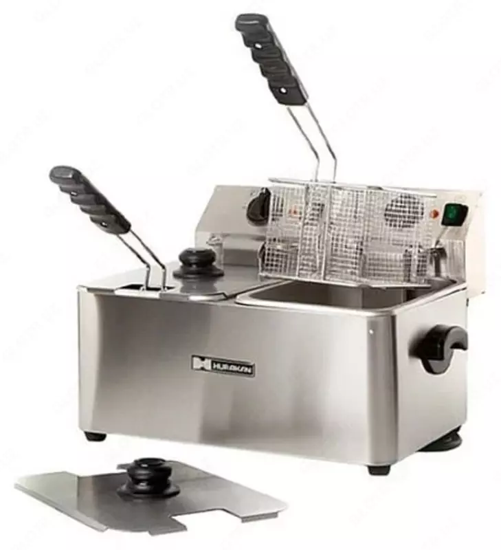 Электрическая фритюрница HURAKAN HKN-FT44N  нерж. сталь  корз. 2 шт  480 x 385 x 310 мм (Китай)