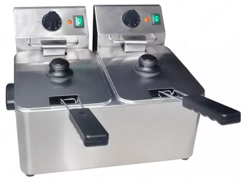  Электрическая фритюрница HURAKAN HKN-FT44N  нерж. сталь  корз. 2 шт  480 x 385 x 310 мм (Китай) - 