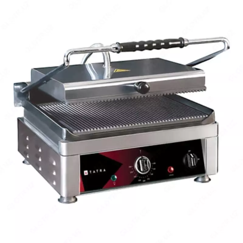 Электрический пресс-гриль (контактный) TATRA TCG 4527 RR  3.0 кВт  нерж. сталь/чугун  510 х 500 х 300 мм (Турция)