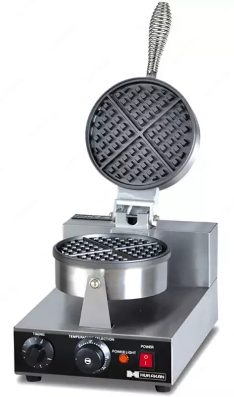 Электрическая вафельница (круглая) HURAKAN HKN-GES1M  1.0 кВт  нерж. сталь/чугун.  250 х 360 х 270 мм (Китай)