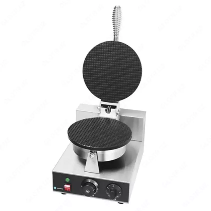 Электрическая вафельница (круглая) HURAKAN HKN-GES4M  1.0 кВт  нерж. сталь/чугун.  250 х 360 х 270 мм (Китай)