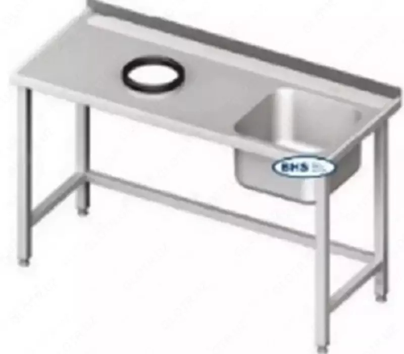 Производственный моечный стол (для овощей)  нерж. сталь  ванна  отв. для отходов  40 х 40 мм (Узбекистан)