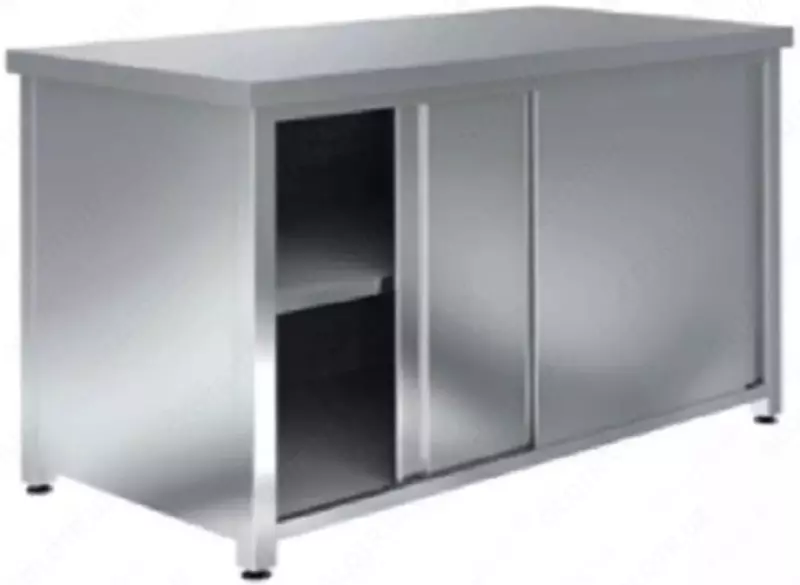 Производственный стол-купе (б/б островной)  нерж. сталь  обшивка (Узбекистан)