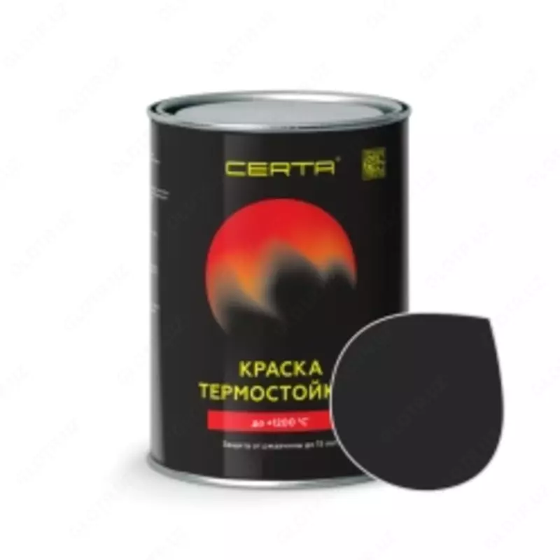 CERTA термостойкая эмаль черный глубокоматовый 1200°С (RAL 9004) (0,8 кг )