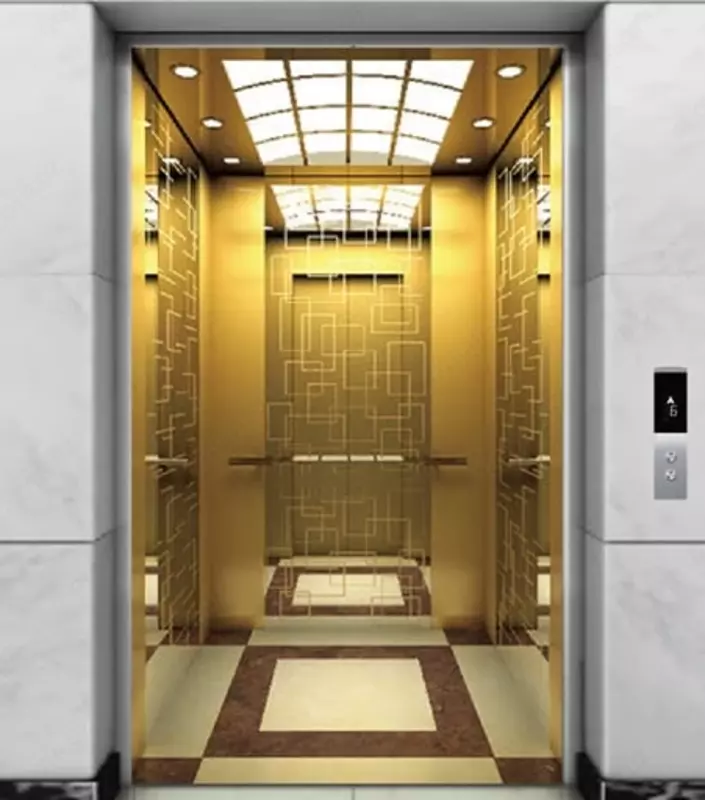 Зеркальный пассажирский лифт "SE-G003" (Золотистый)