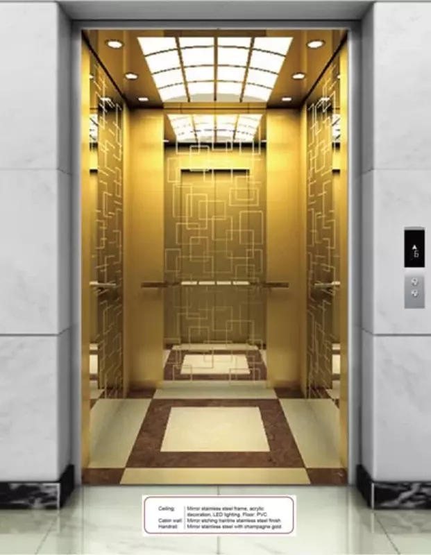 Зеркальный пассажирский лифт "SE-G003" (Золотистый) - от 149 000 000 сум