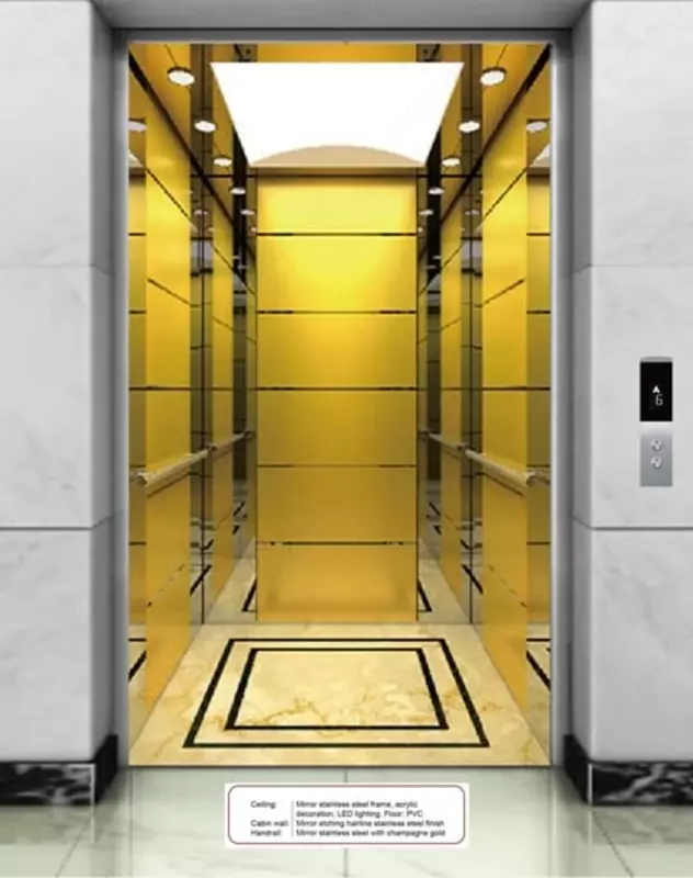 Зеркальный пассажирский лифт "SE-G005" (Золотистый) - от 149 000 000 сум