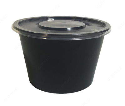 Пластиковые контейнеры круглые с крышкой 1000мл (черные)