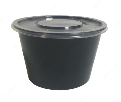 Пластиковые контейнеры круглые с крышкой 1000мл (черные)