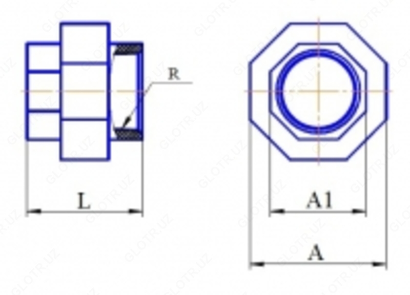 Муфта соединительная с накидной гайкой - по запросу