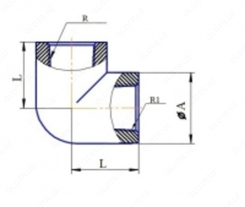 Отвод резьбовой переходной (90 градусов) - по запросу
