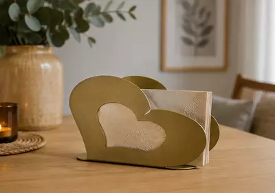 Yurak shaklidagi metall salfetka ushlagichi