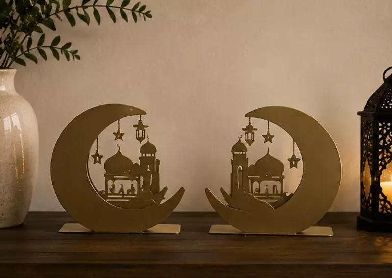   Oy va Masjid shaklidagi metall salfetka ushlagichi